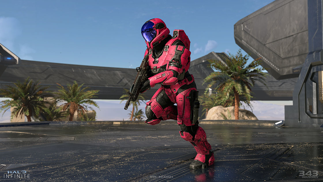 A Spartan from Halo Infinite prepares to go to battle