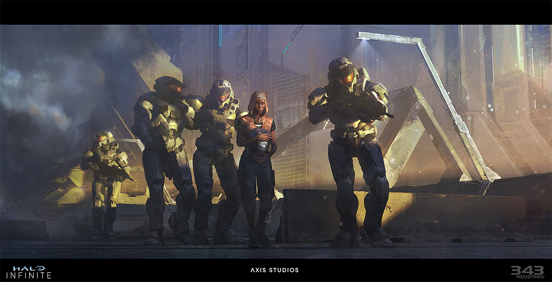Concept art from the Season 1 Cinematic Intro for Halo Infinite Multiplayer