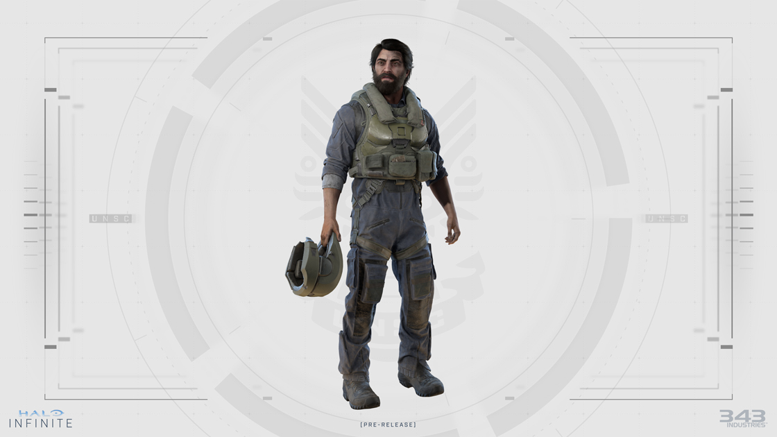 Render of the Pilot, a new narrative character and ally of Master Chief
