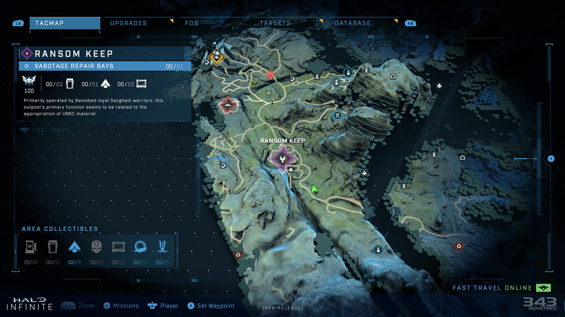 Screenshot of the TACMAP from the Halo Infinite Campaign