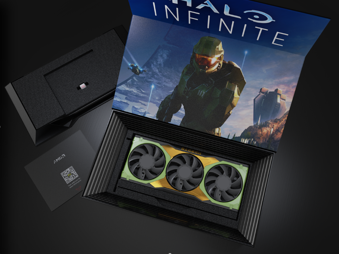 The box and packaging for Halo Infinites AMD Radeon RX 6900 XT