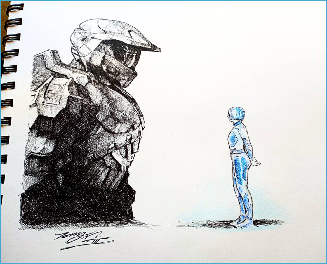 Master Chief and Cortana artwork