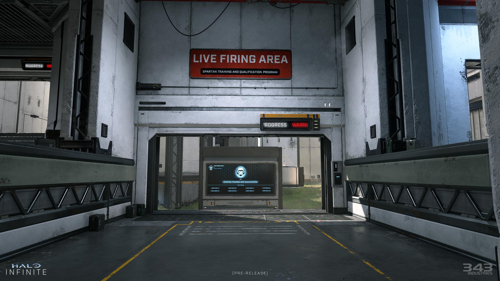 Captura de tela do mapa Live Fire com uma placa que diz Live Firing Area