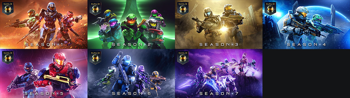 All key art for Season 1 through 7 for Master Chief Collection