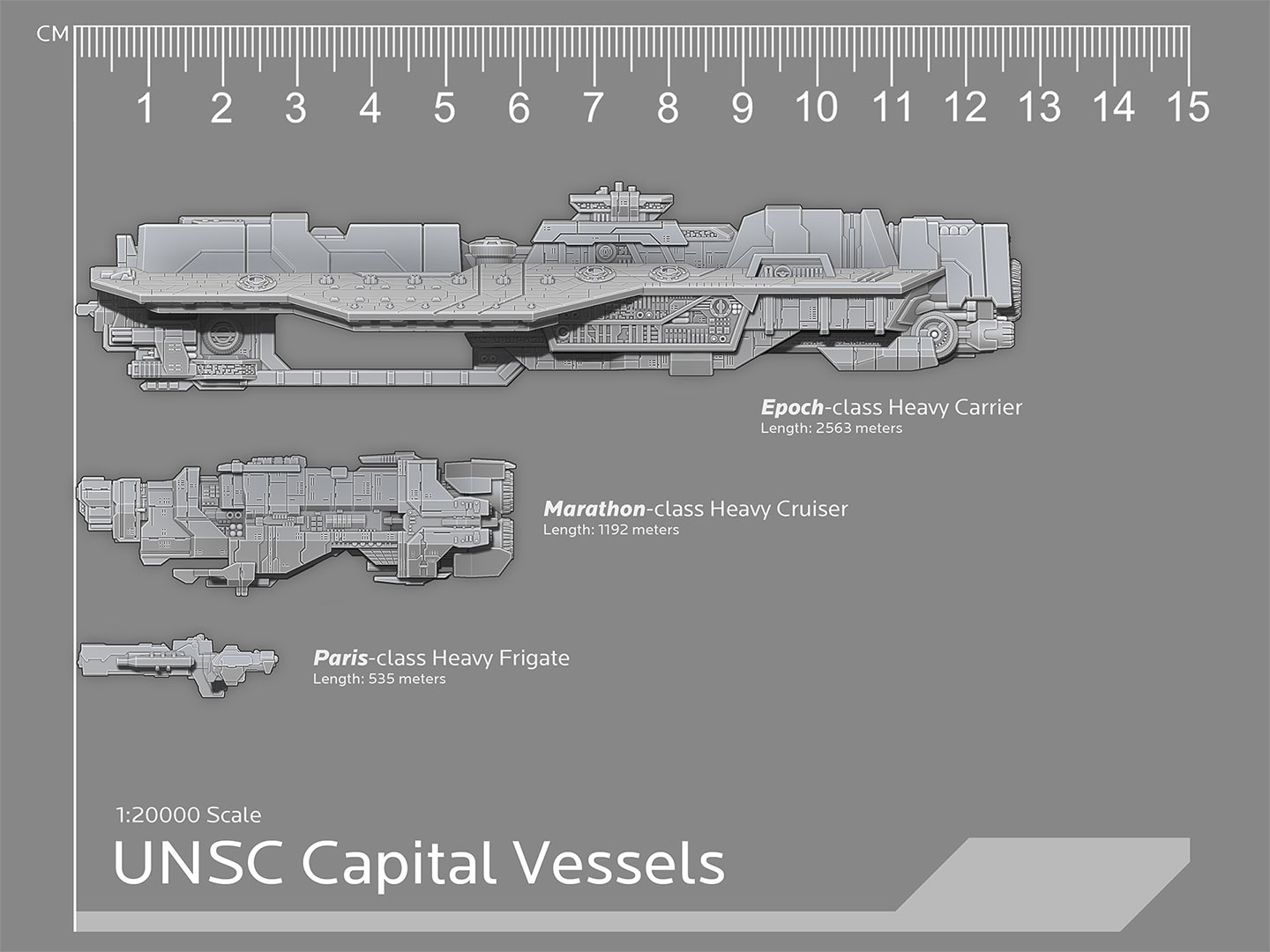 thumbnail image 2 of Halo UNSC Ship Fleet - 1:20000 Scale Resin Models - Infinity, Phoenix, Autumn - Painted 2 of 5