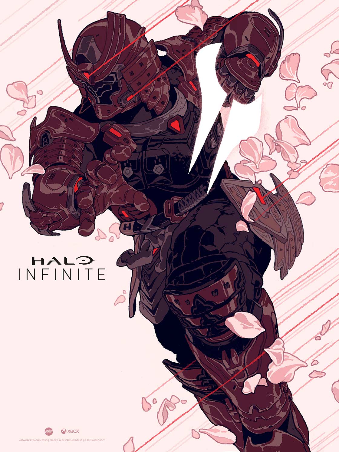 Halo Infinite fan artwork of samurai body suit and energy sword