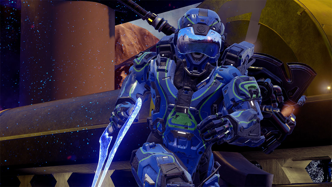 Halo 5 Spartan equipped with energy sword