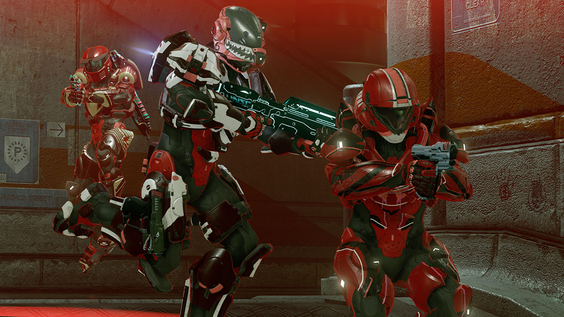 Three halo Spartans engaging in combat