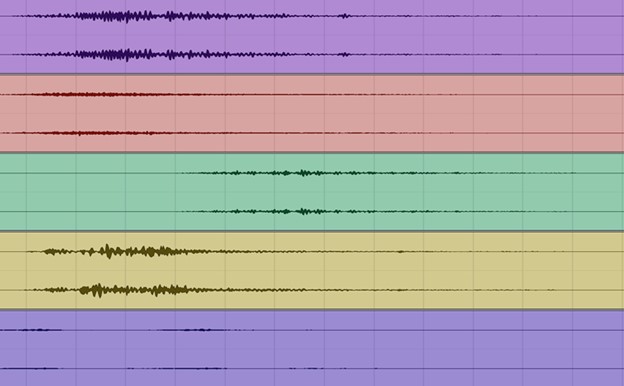A quad of soundwaves illustrating the Sci-Fi portion of the Skewer's sound